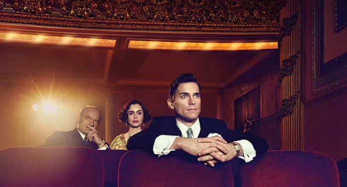 (L to R) Kelsey Grammer as Pat Brady, Lily Collins as Celia Brady, Matt Bomer as Monroe Stahr in Amazon Prime Video Original Series The Last Tycoon: Season 1. Photo Credit: Marc Hom / Amazon Prime Video