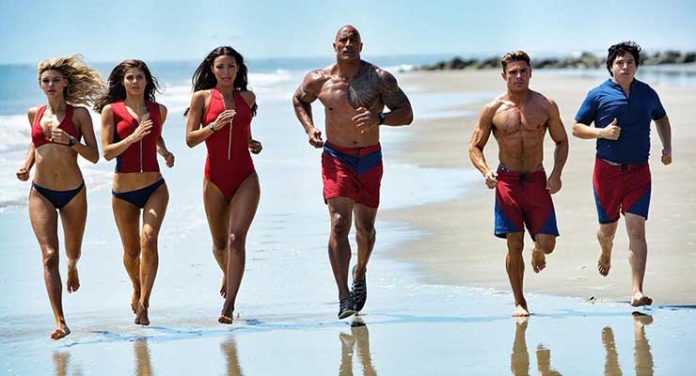 Dwayne Johnson, Alexandra Daddario, Zac Efron, Ilfenesh Hadera, Jon Bass, and Kelly Rohrbach in Baywatch (2017) Available on 4K Ultra HD Blu-ray August 29, 2017 from Paramount Home Media Distribution