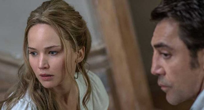 Jennifer Lawrence and Javier Bardem in Mother! (2017)