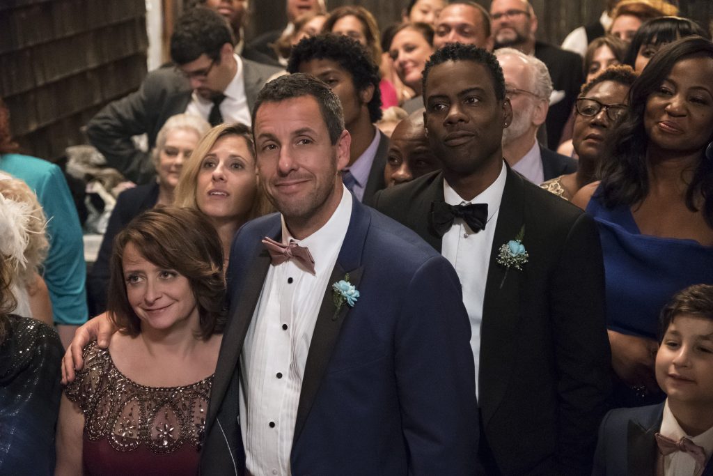 Rachel Dratch, Adam Sandler, and Chris Rock in The Week Of (2018). Photo Credit: Macall Polay/Netflix