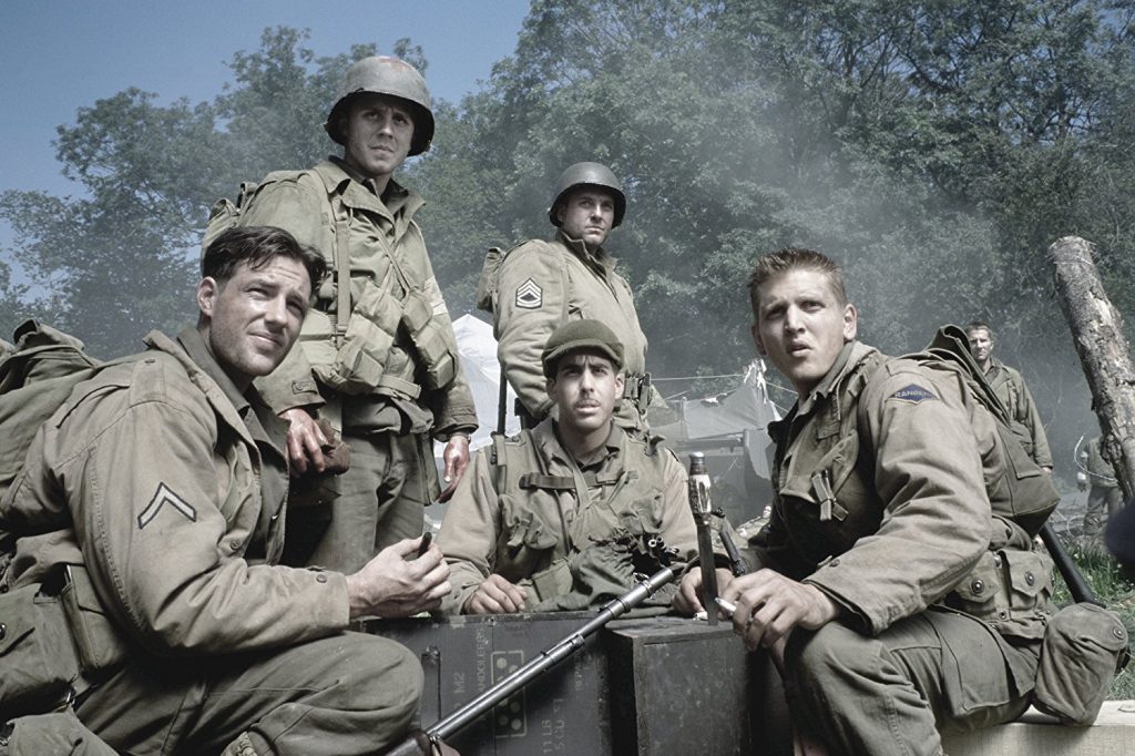 Giovanni Ribisi, Barry Pepper, Tom Sizemore, Adam Goldberg, Edward Burns, and Leland Orser in Saving Private Ryan (1998)