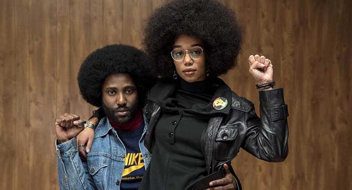 John David Washington and Laura Harrier in BlacKkKlansman (2018)