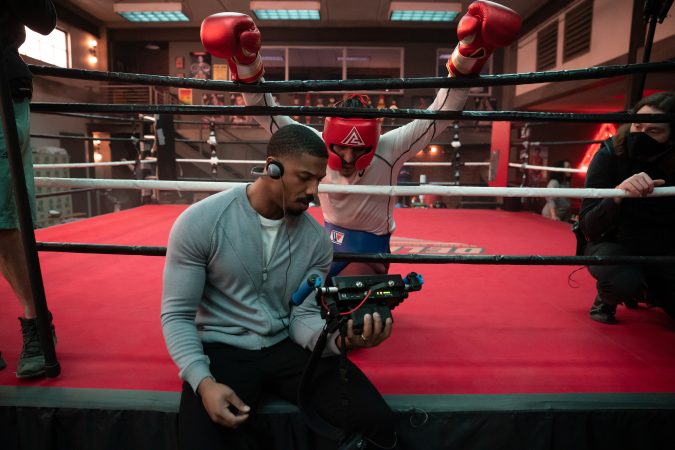 Director Michael B. Jordan and José Benavidez Jr. on the set of their film
CREED III 
A Metro Goldwyn Mayer Pictures film
Photo credit: Eli Ade
© 2023 Metro-Goldwyn-Mayer Pictures Inc. All Rights Reserved
CREED is a trademark of Metro-Goldwyn-Mayer Studios Inc. All Rights Reserved.