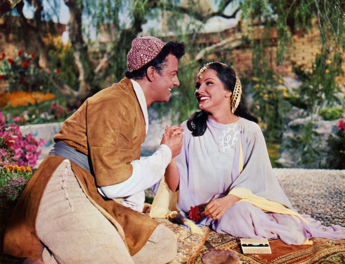 Debra Paget and Cornel Wilde in Omar Khayyam (1957)