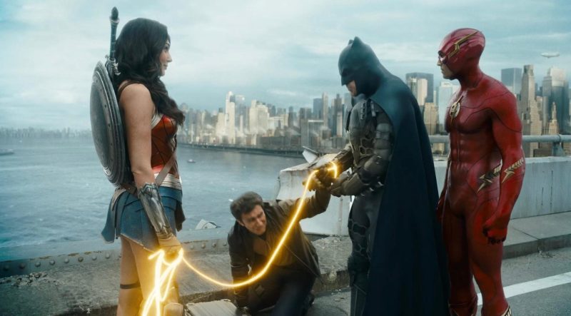 Ben Affleck, Luke Brandon Field, Gal Gadot, and Ezra Miller in The Flash (2023)