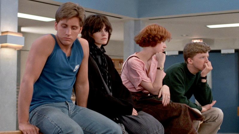 Molly Ringwald, Emilio Estevez, Ally Sheedy, and Anthony Michael Hall in The Breakfast Club (1985)