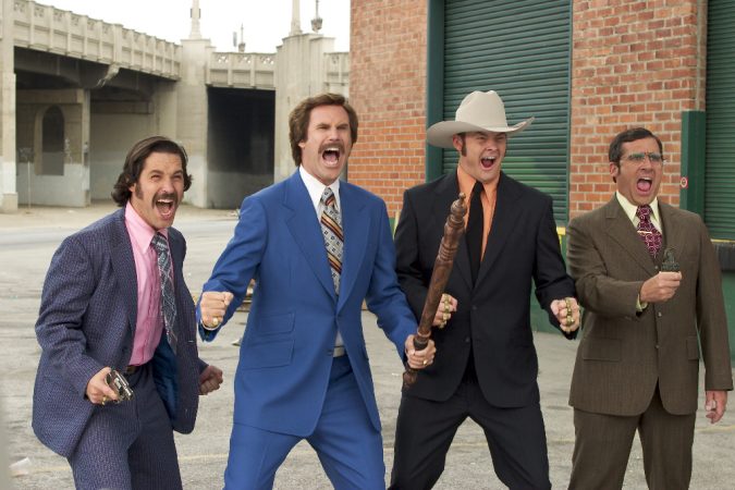 Will Ferrell, Steve Carell, David Koechner, and Paul Rudd in Anchorman: The Legend of Ron Burgundy (2004)