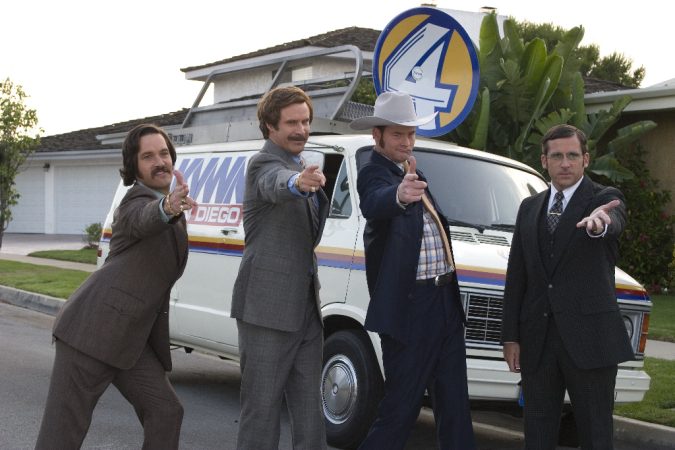 Will Ferrell, Steve Carell, David Koechner, and Paul Rudd in Anchorman: The Legend of Ron Burgundy (2004)