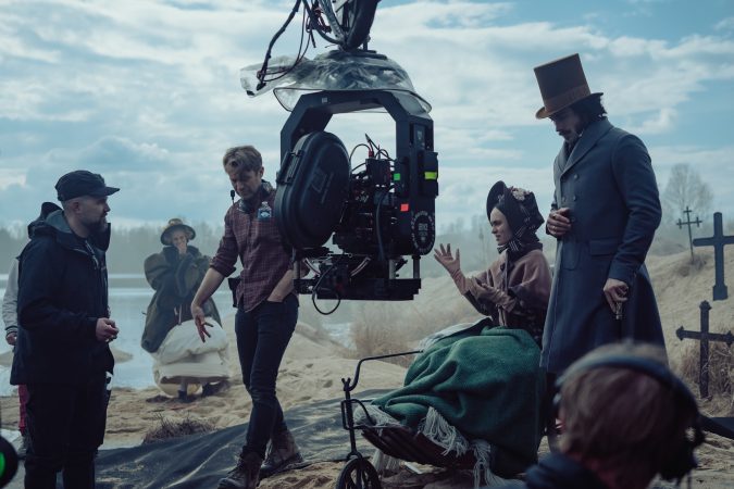 (l-r.) Director Robert Eggers, actor Emma Corrin, director of photography Jarin Blaschke and actors Lily-Rose Depp and Aaron Taylor-Johnson on the set of their film NOSFERATU, a Focus Features release.

Credit: Aidan Monaghan / © 2024 FOCUS FEATURES LLC