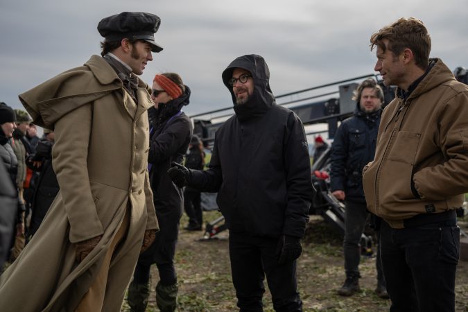 Actor Nicholas Hoult, director Robert Eggers and director of photography Jarin Blaschke on the set of their film NOSFERATU, a Focus Features release.

Credit: Aidan Monaghan / © 2024 FOCUS FEATURES LLC