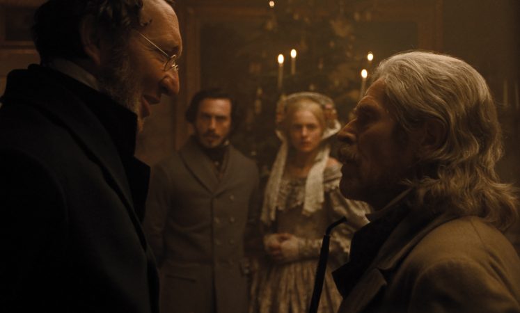 (l-r.) Ralph Ineson stars as Dr. Wilhelm Sievers, Aaron Taylor-Johnson as Friedrich Harding, Emma Corrin as Anna Harding and Willem Dafoe as Professor Albin Eberhart von Franz in director Robert Eggers NOSFERATU, a Focus Features release.
Credit: Courtesy of Focus Features / © 2024 FOCUS FEATURES LLC