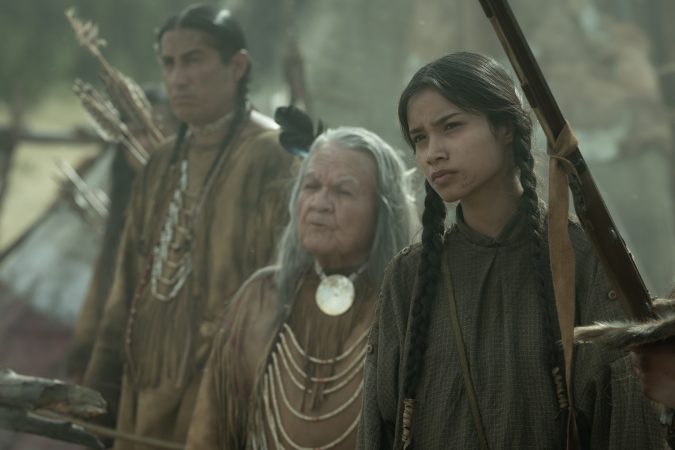 AMERICAN PRIMEVAL. Shawnee Pourier as Two Moons in Episode 102 of American Primeval. Cr. Matt Kennedy/NETFLIX © 2023