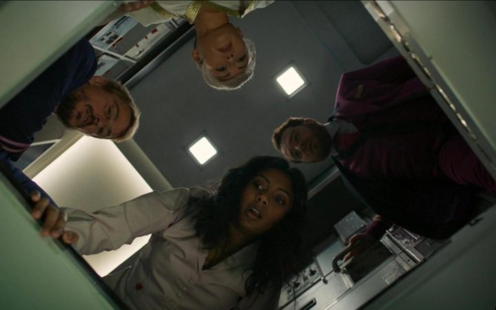 Josh Hartnett, Charithra Chandran, Hughie O'Donnell, and JuJu Chan Szeto in Fight or Flight (2024)