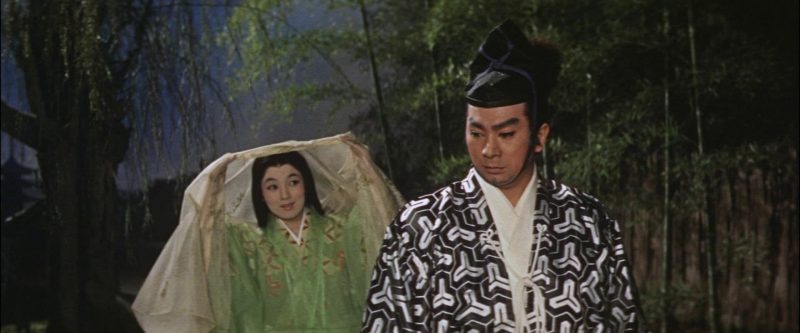 Sachiko Hidari and Shintarô Katsu in The Demon of Mount Oe (1960)