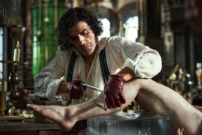 FRANKENSTEIN. Oscar Isaac as Victor Frankenstein in Frankenstein. Cr. Ken Woroner/Netflix © 2025.
